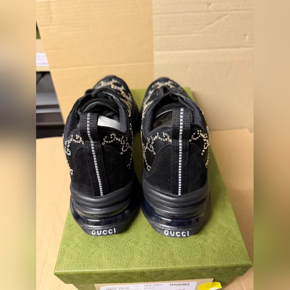 Gucci Black GG Crystal Embellished Run Sneakers - Picture 3 of 9